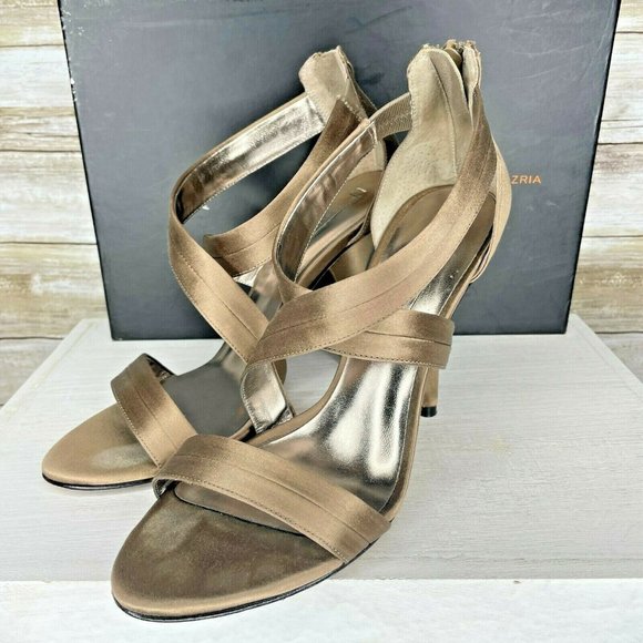 BCBG Max Azria Women Gold Cross Strap Stiletto Sli - Picture 5 of 8